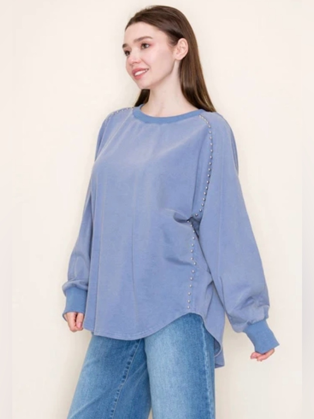 White Birch Studded Pullover Sweater Washed
Slate 2X